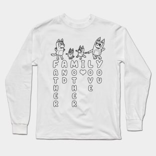 Bluey Family Text Long Black Long Sleeve T-Shirt